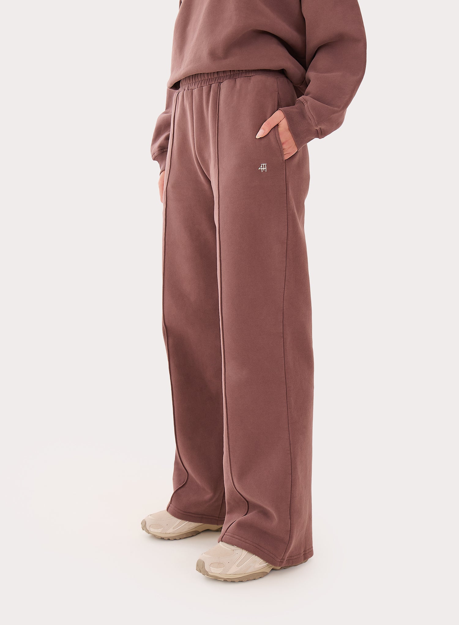 Mocha 4th Wide Leg Branded Joggers